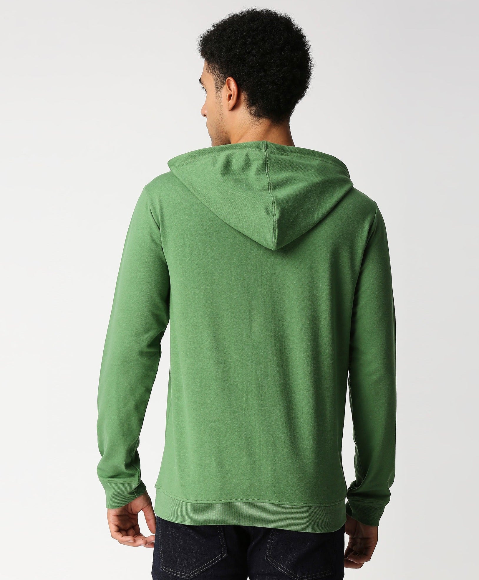 Fostino Green Plain Full Sleeves Hoodies - Fostino Shorts