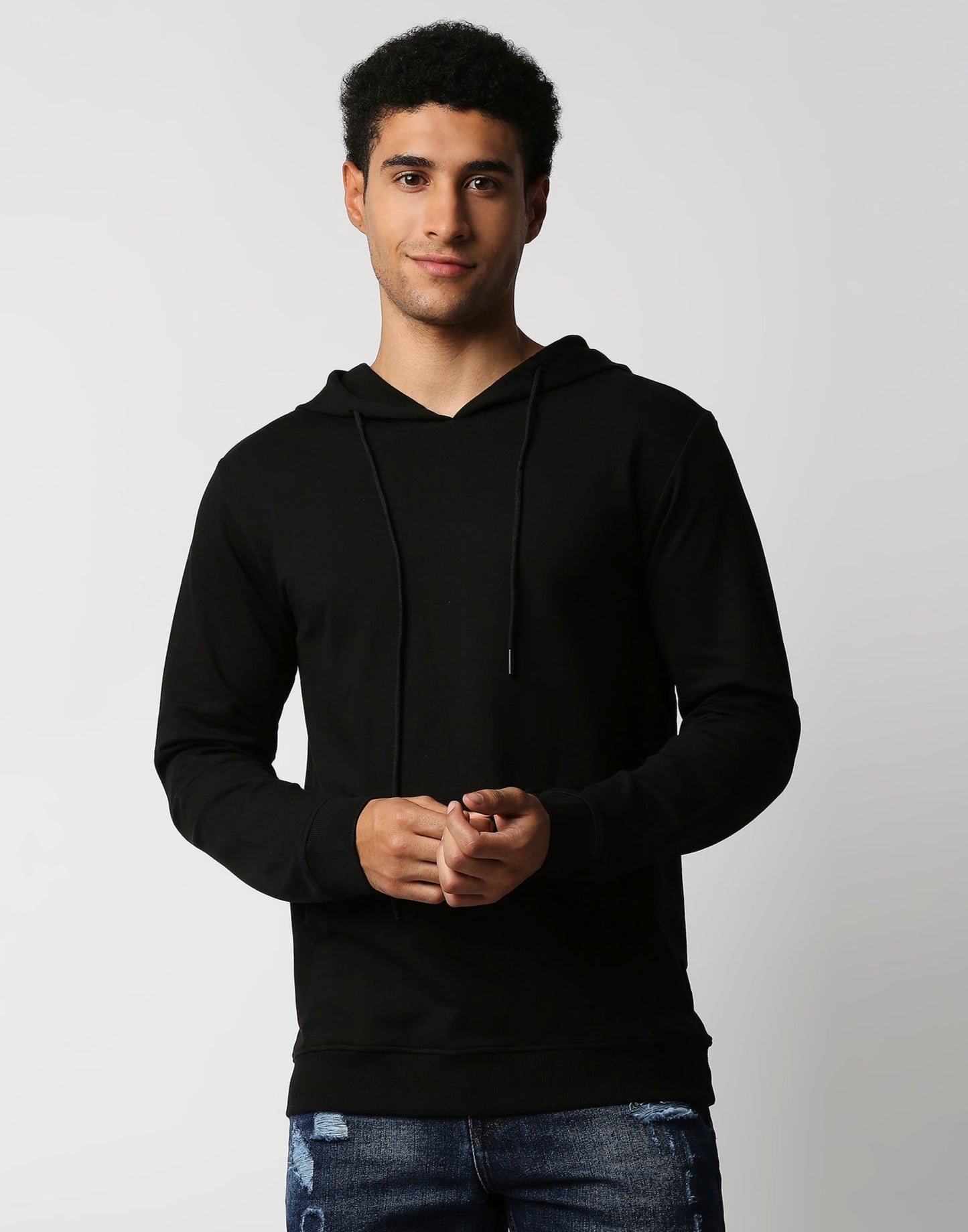 Fostino Black Plain Full Sleeves Hoodies - Fostino Shorts