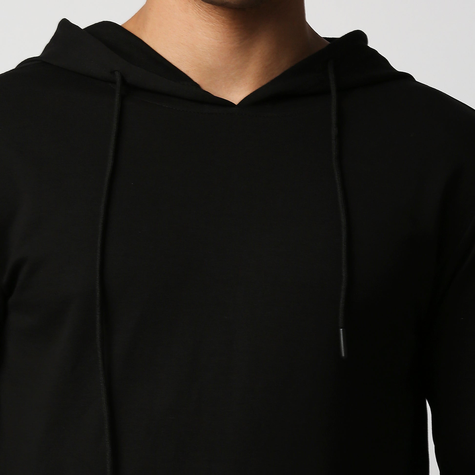 Fostino Black Plain Full Sleeves Hoodies - Fostino Shorts