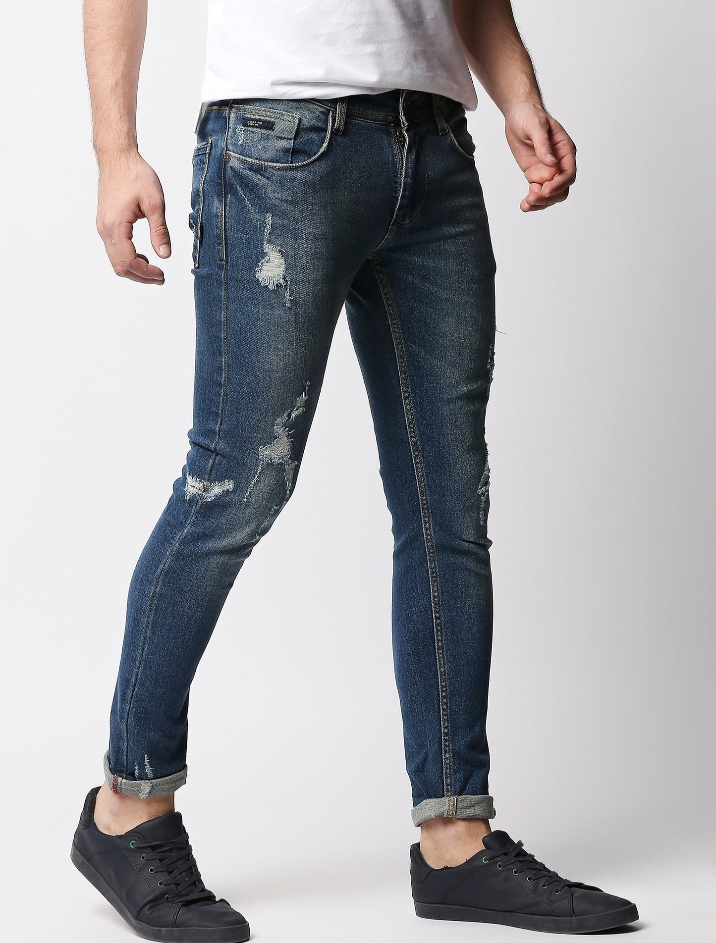 Fostino Tint Blue Distress Vintage Wash Jeans - Fostino - jeans