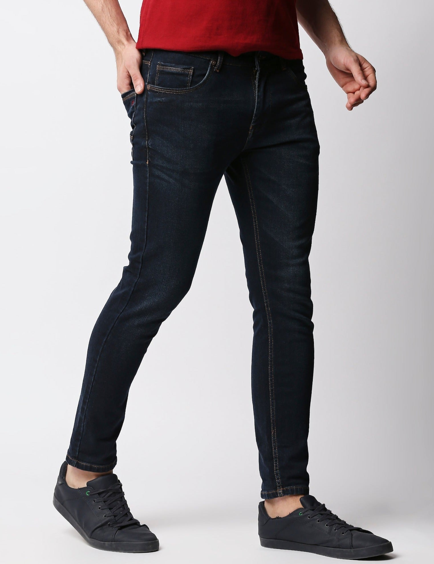 Fostino Navy Blue Wash Jeans - Fostino - Pants