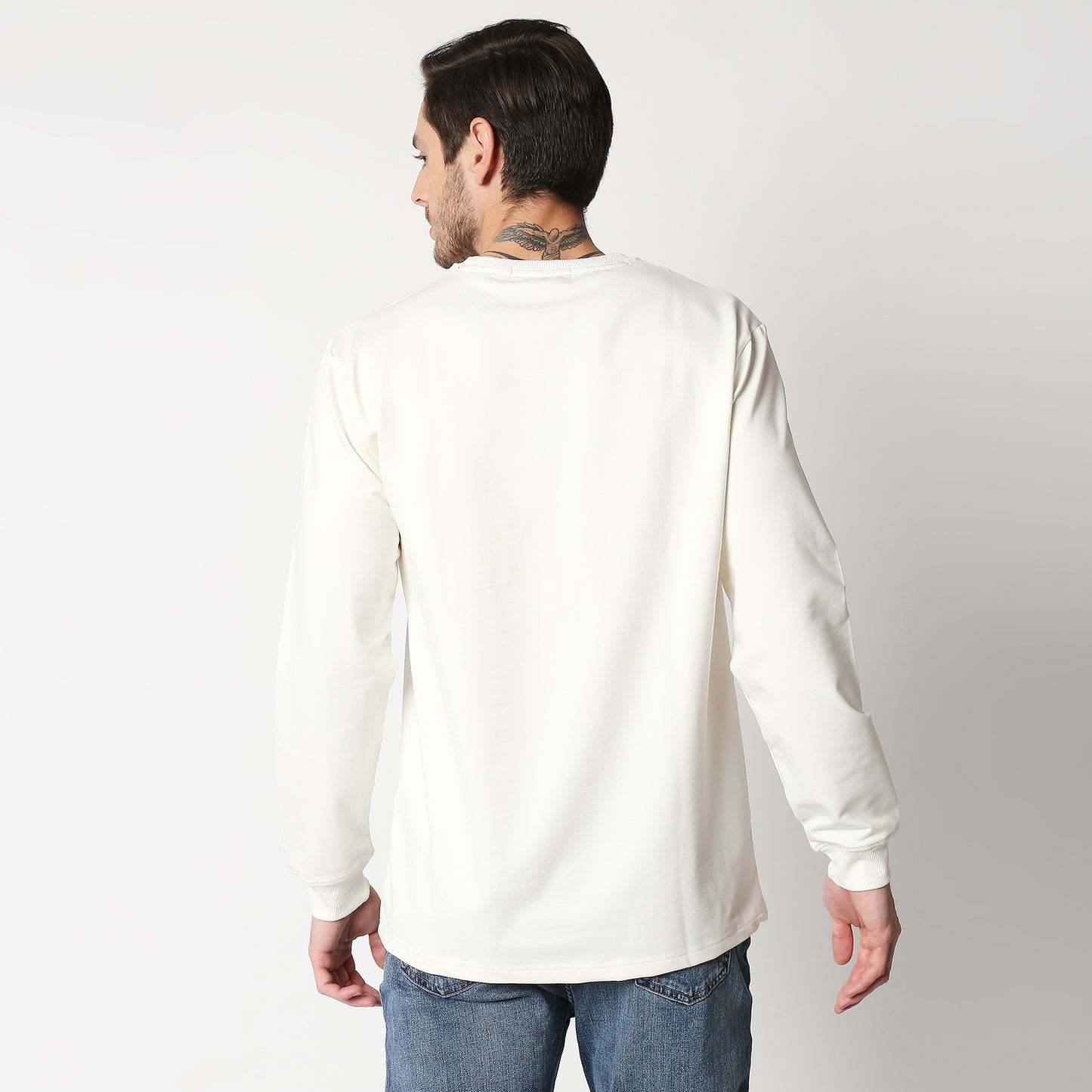 Fostino White Pullover Full Sleeves T-Shirt with Pocket - Fostino - T-Shirts