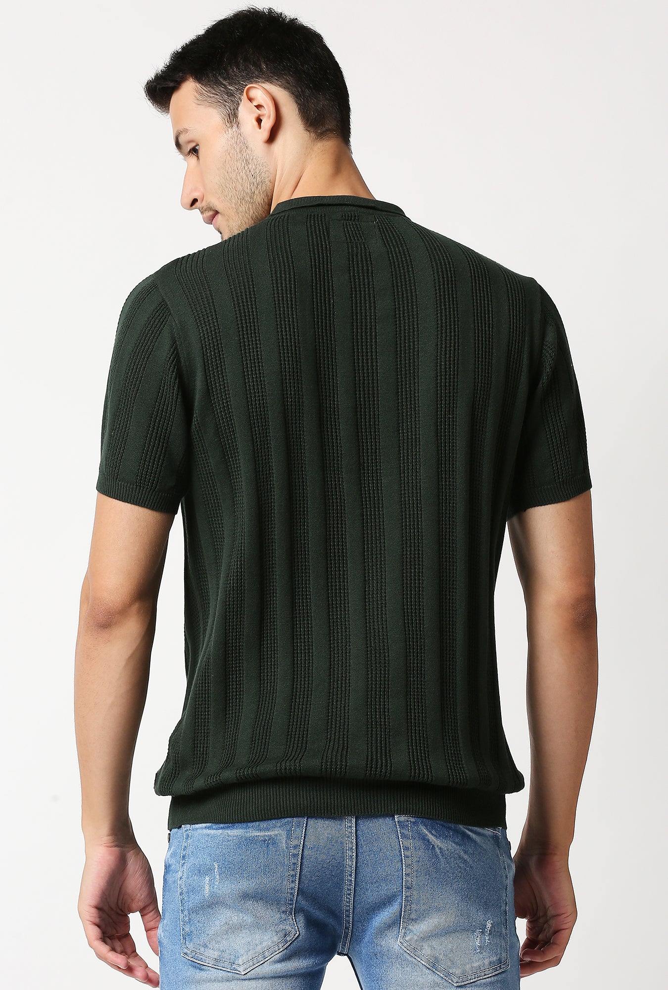 Fostino Alpha Knitted Dark Green Polo T-Shirt - Fostino - T-Shirts