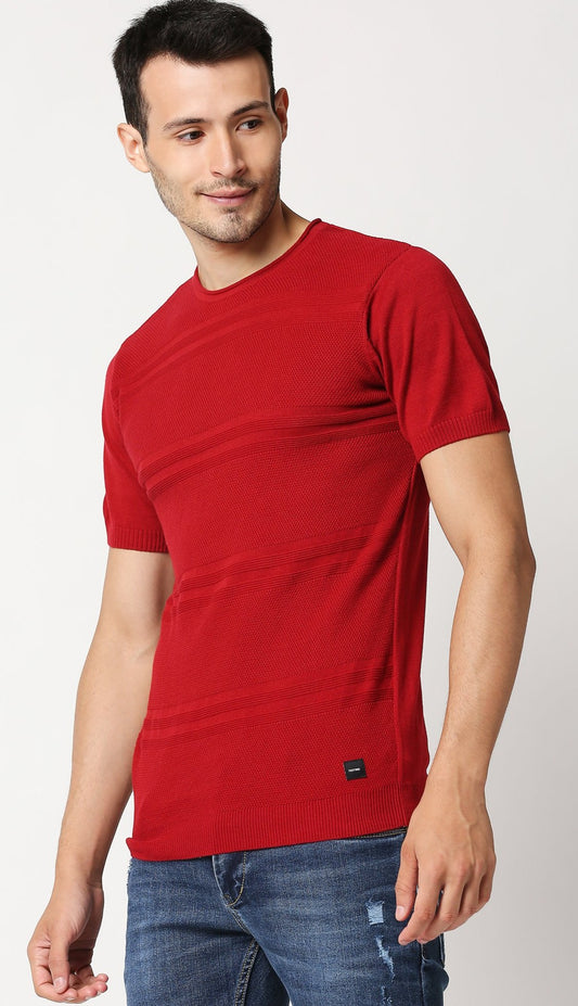 Fostino Escape Red Round Neck T-Shirt - Fostino - T-Shirts