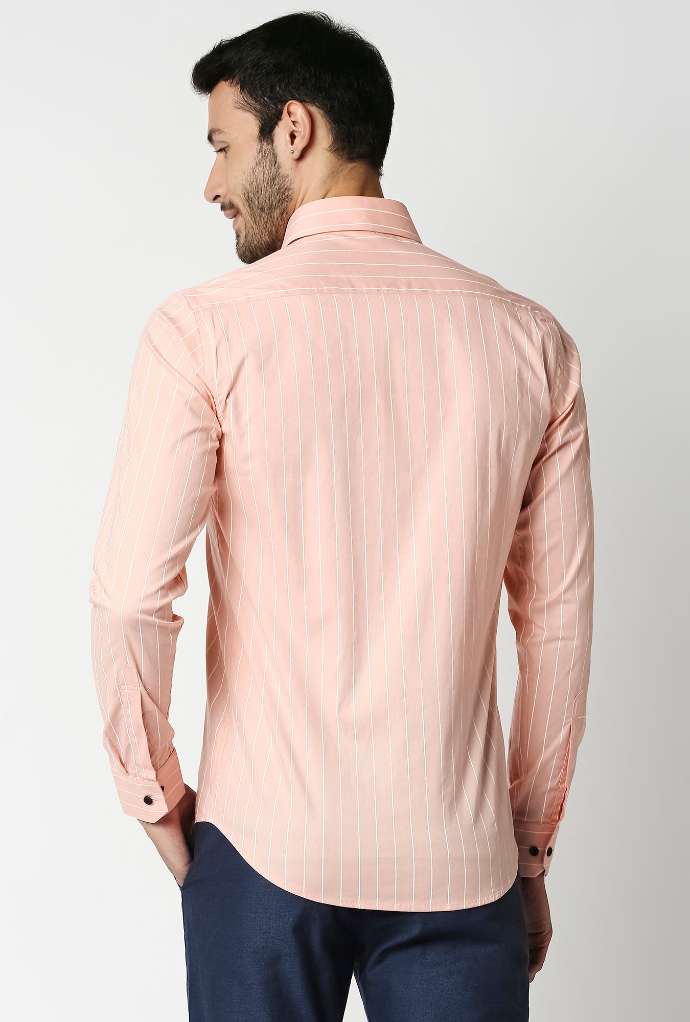 Fostino Stripes Pink Full Sleeves Shirt - Fostino - Shirts