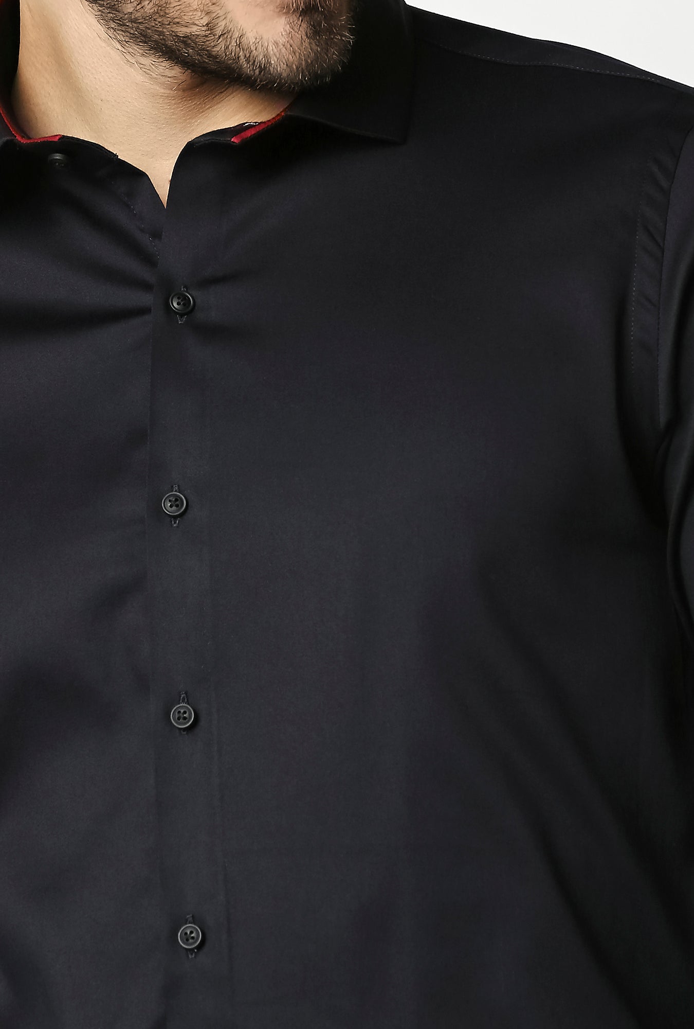 Fostino Plain Lycra Navy Full Sleeves Shirt - Fostino - Shirts