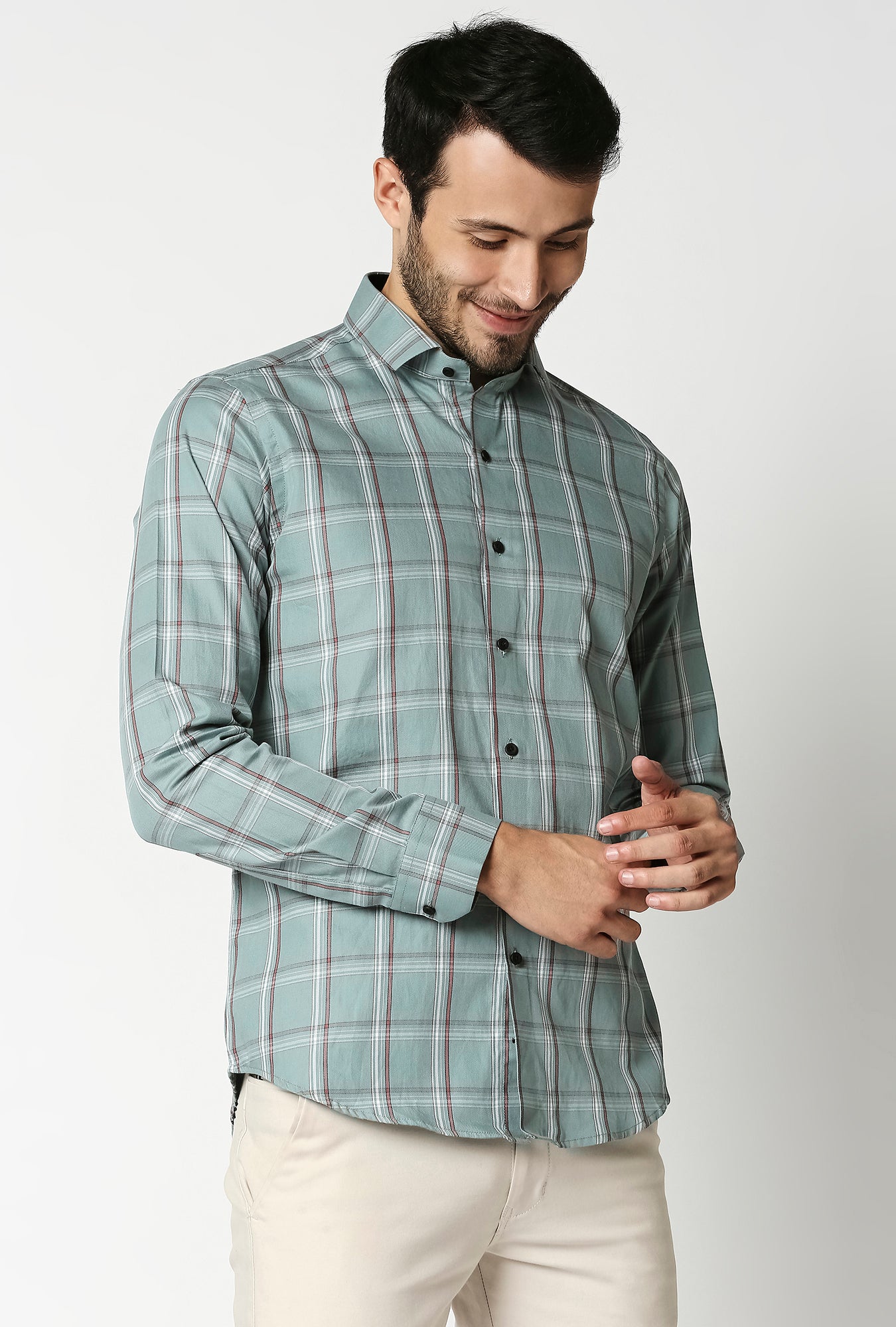 Fostino Checks Green Full Sleeves Shirt - Fostino - Shirts