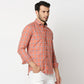 Fostino Orange Checks Full Sleeves Shirt - Fostino Shirts