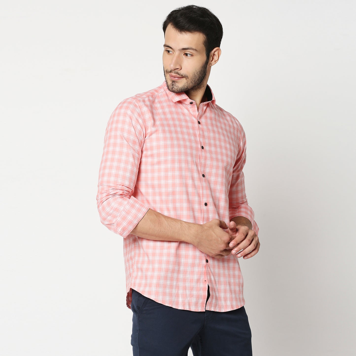 Fostino Pink  Checks  Full Sleeves Shirt - Fostino - Shirts & Tops