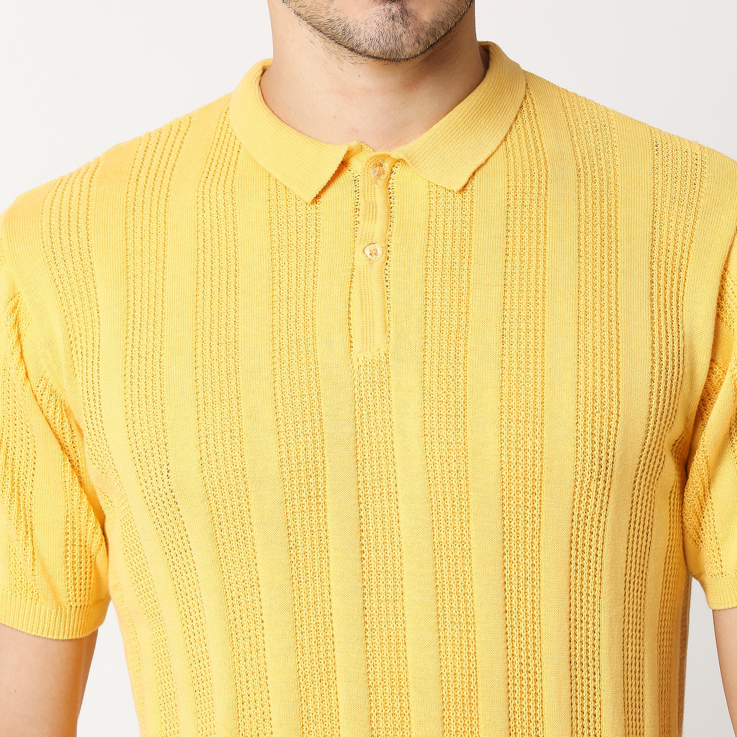 Fostino Alpha Knitted Yellow Polo T-Shirt - Fostino - T-Shirts