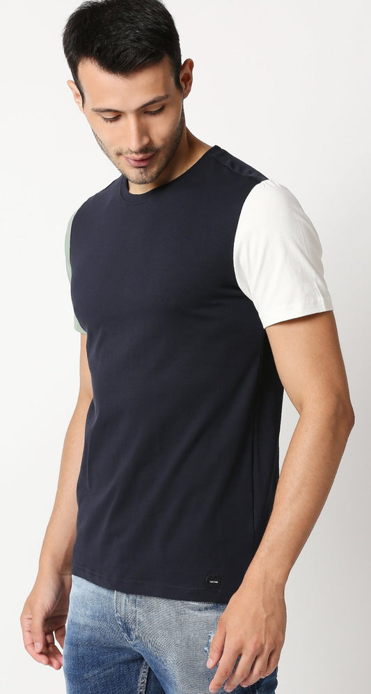 Fostino Nelson Navy Round Neck T-Shirt - Fostino - T-Shirts