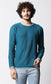 Fostino Teal Blue Knitted Full Sleeves T-shirt with Piping - Fostino - T-Shirts