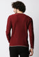 Fostino Maroon Knitted Full Sleeves T-shirt with Piping - Fostino - T-Shirts