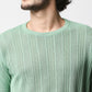 Fostino Green Knitted Crew Neck T-shirt with structure - Fostino - T-Shirts