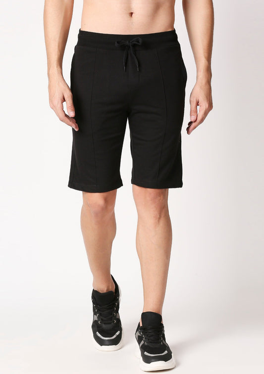 Fostino Beijing Plain Black Shorts with Piping in Front - Fostino Shorts