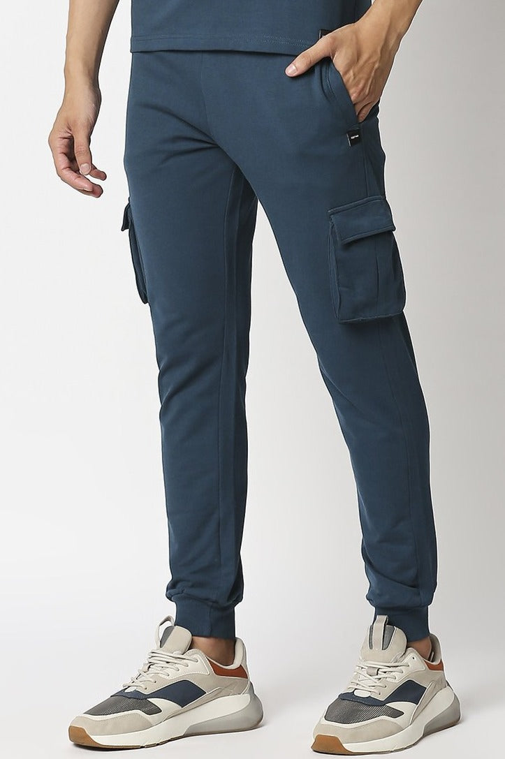 Fostino Ibu Blue Cargo Jogger Track Pant - Fostino - Tracks