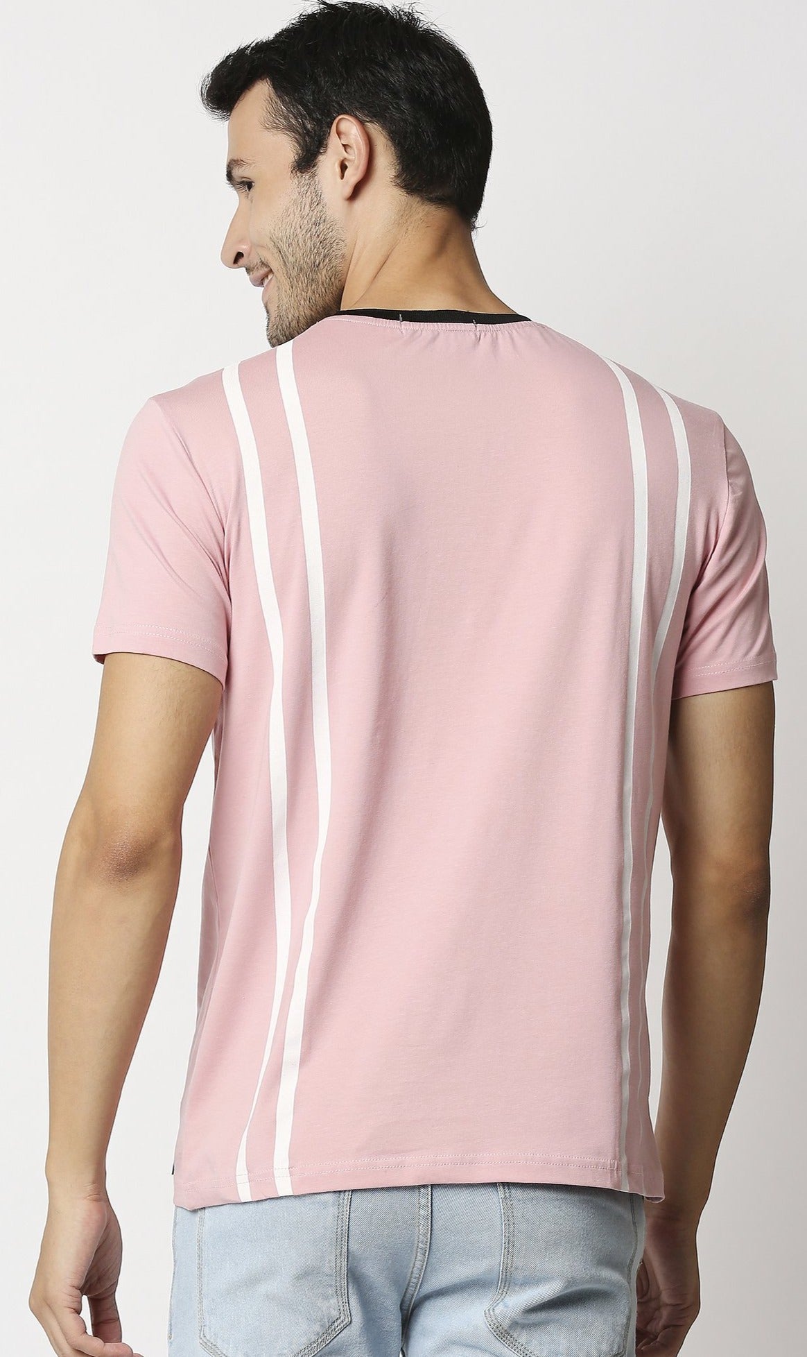 Fostino Suspender Pink Round Neck T-Shirt - Fostino - T-Shirts