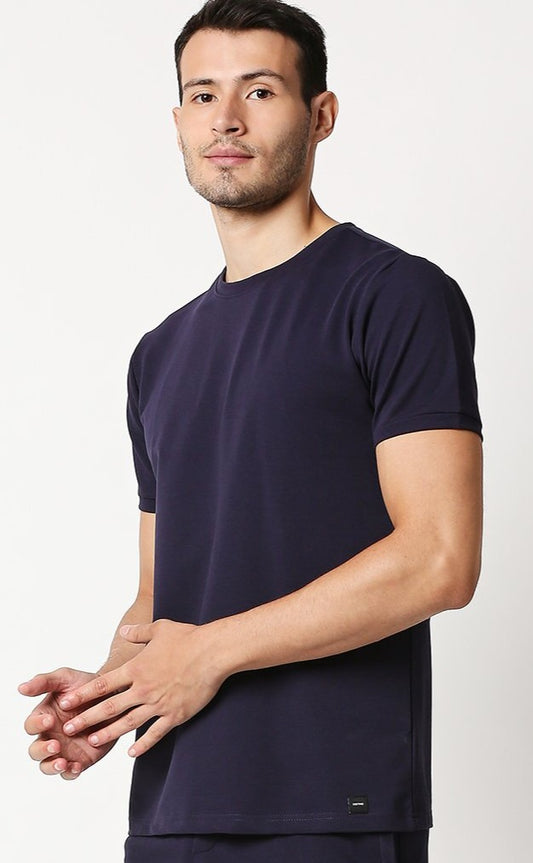 Fostino Shanghai Navy Round Neck T-Shirt - Fostino - T-Shirts