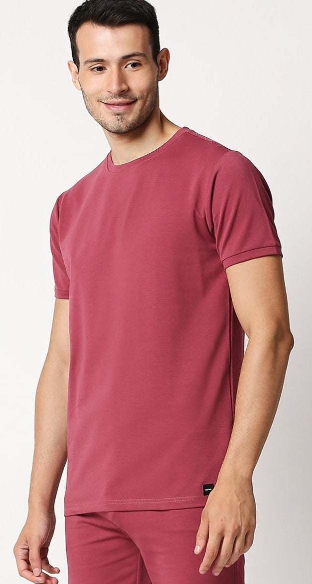 Fostino Shanghai Dark Pink Round Neck T-Shirt - Fostino - T-Shirts