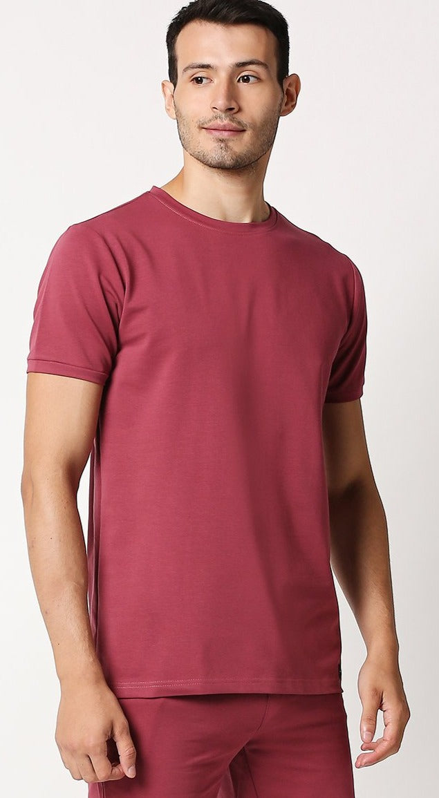 Fostino Shanghai Dark Pink Round Neck T-Shirt - Fostino - T-Shirts