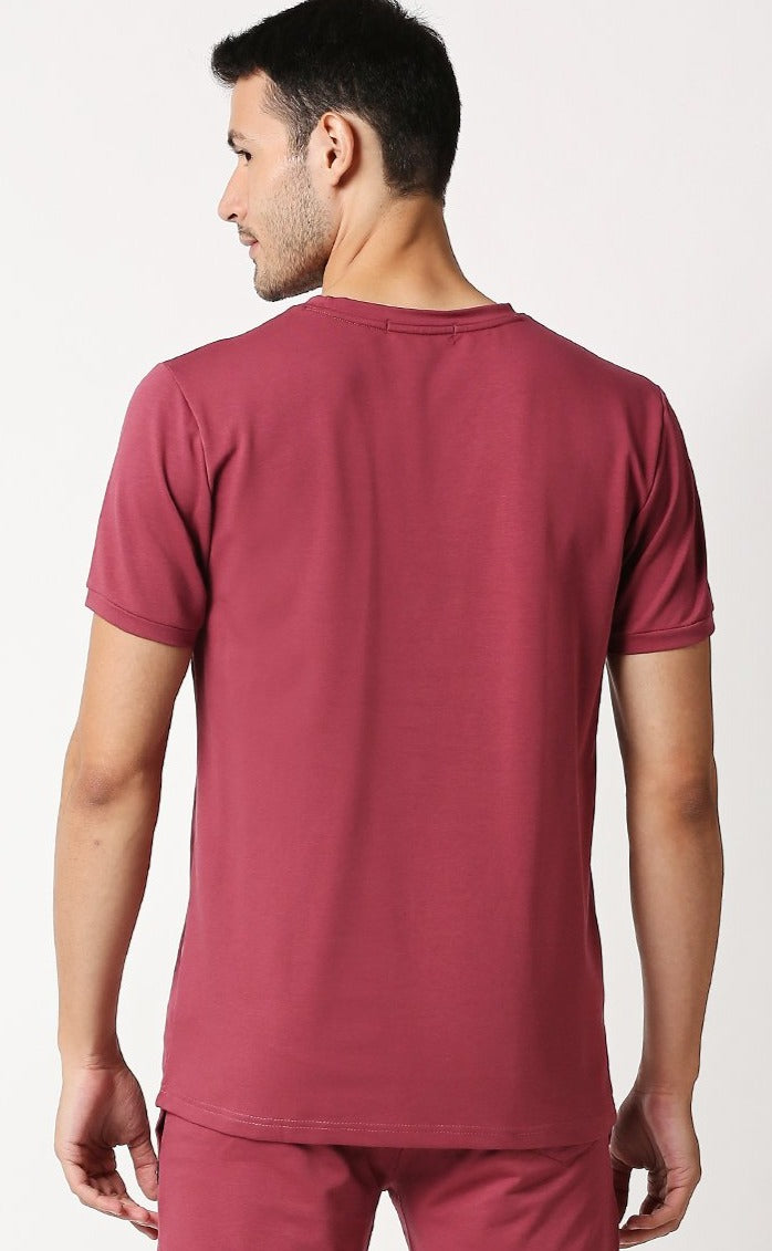 Fostino Shanghai Dark Pink Round Neck T-Shirt - Fostino - T-Shirts