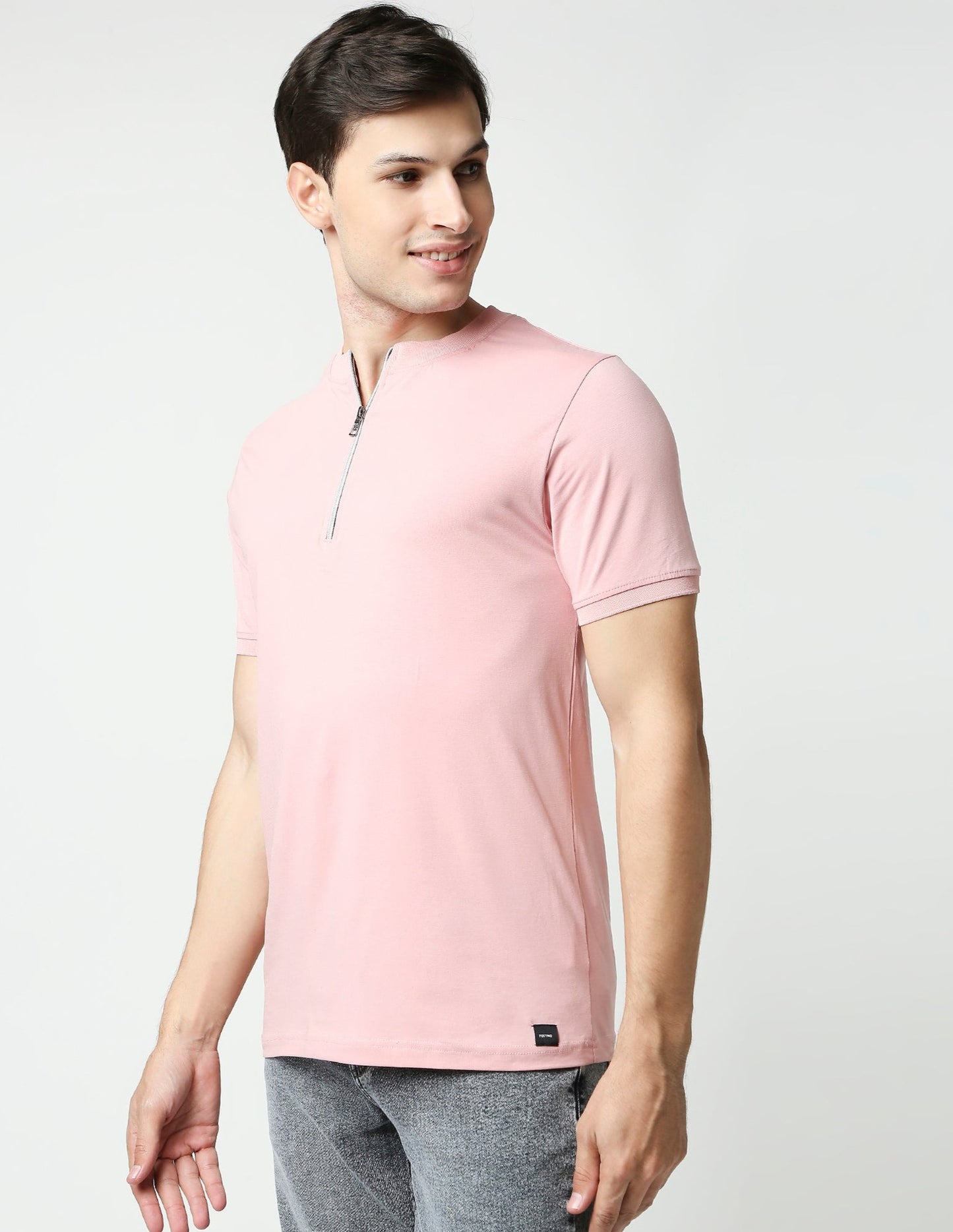 Fostino Swan Neck T-shirt with Zip - Fostino - T-Shirts