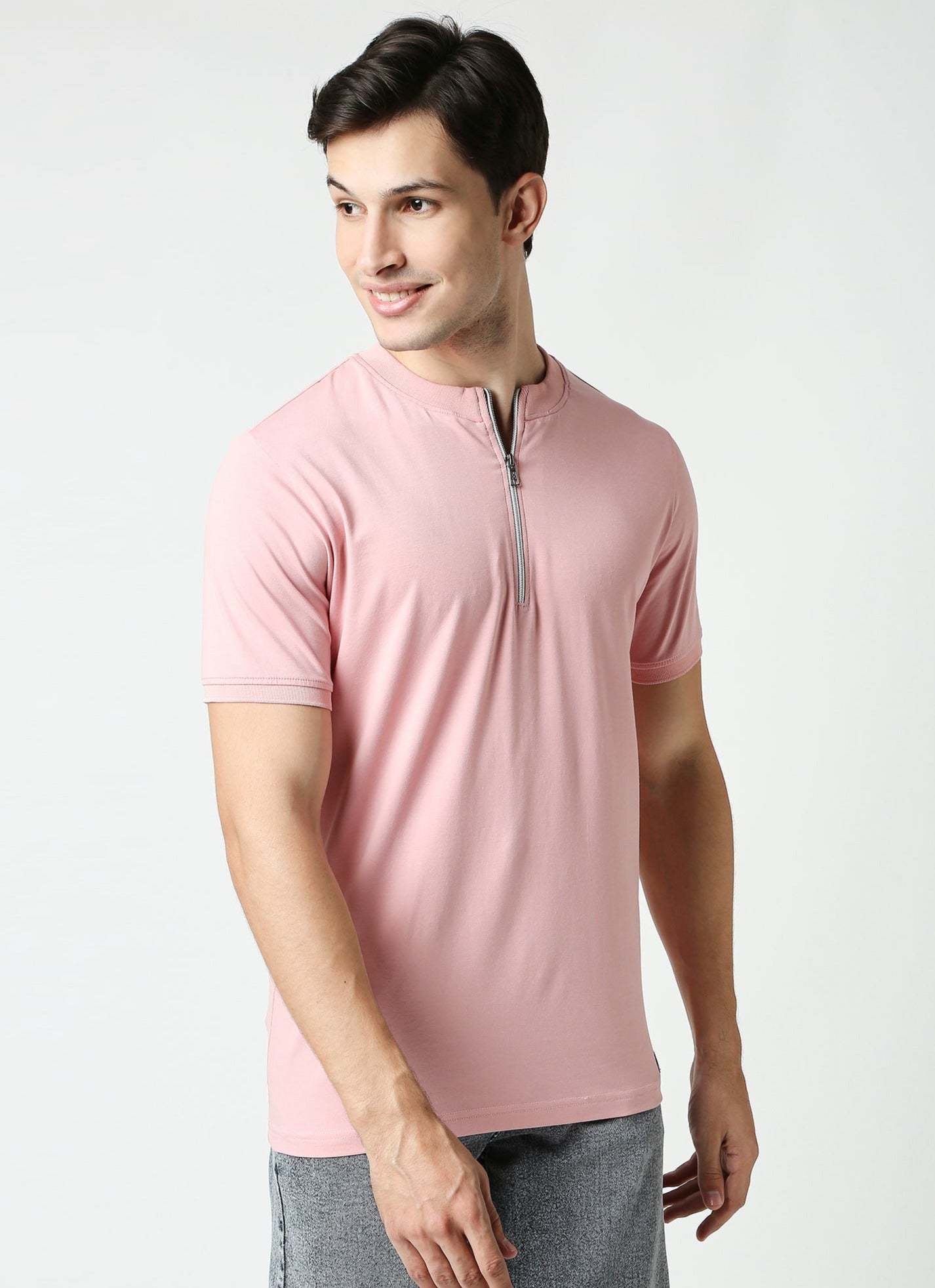 Fostino Swan Neck T-shirt with Zip - Fostino - T-Shirts