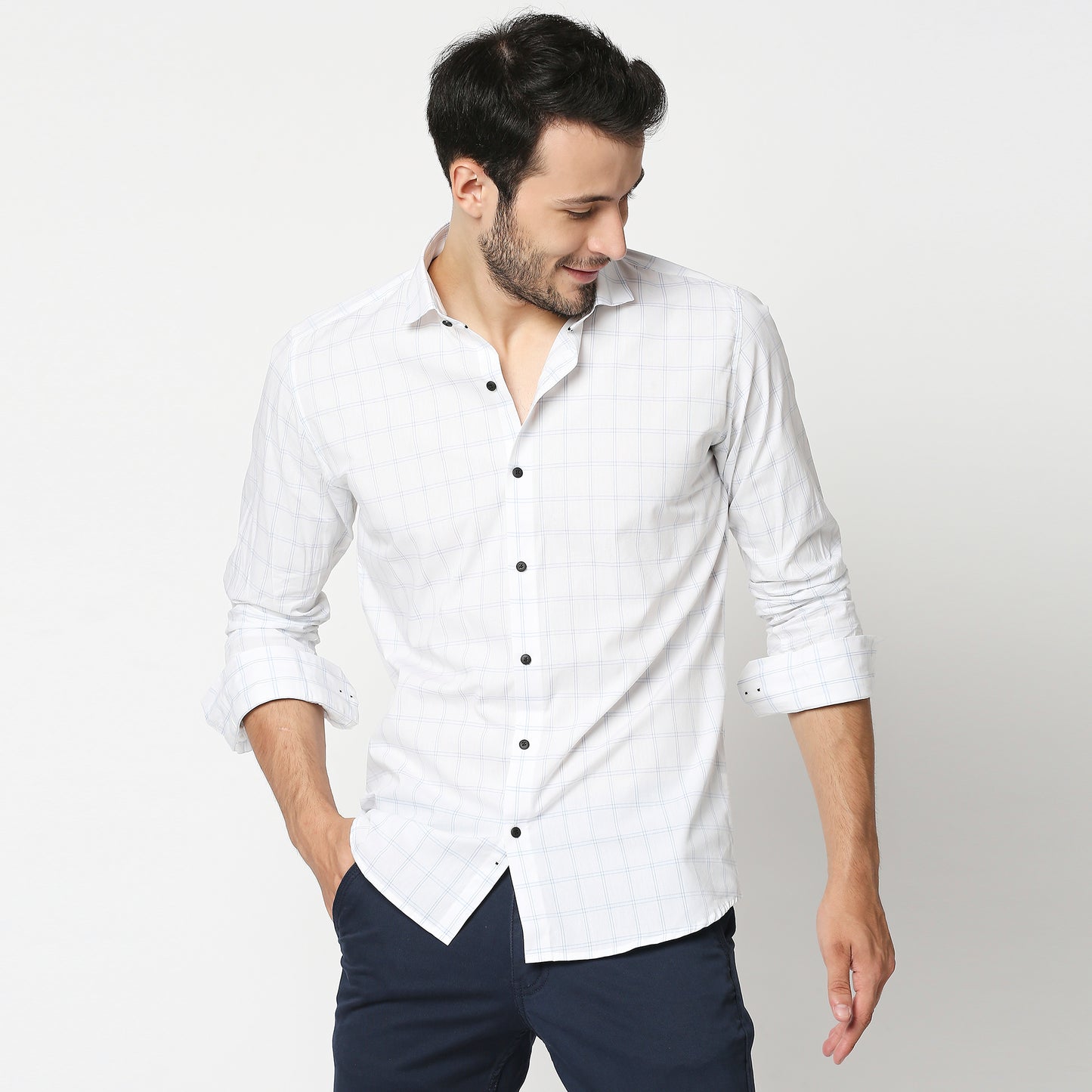 Fostino White Checks  Full Sleeves Shirt - Fostino - Shirts & Tops